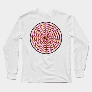 Handmade pink and brown pentagon mandala art Long Sleeve T-Shirt